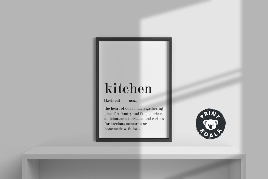 Kitchen Definition Noun Meaning Heart Of Home Typography Wall Poster - Image 2
