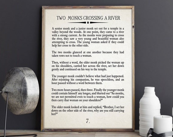 Two Monks Crossing A River Parable Buddhist Wisdom Story