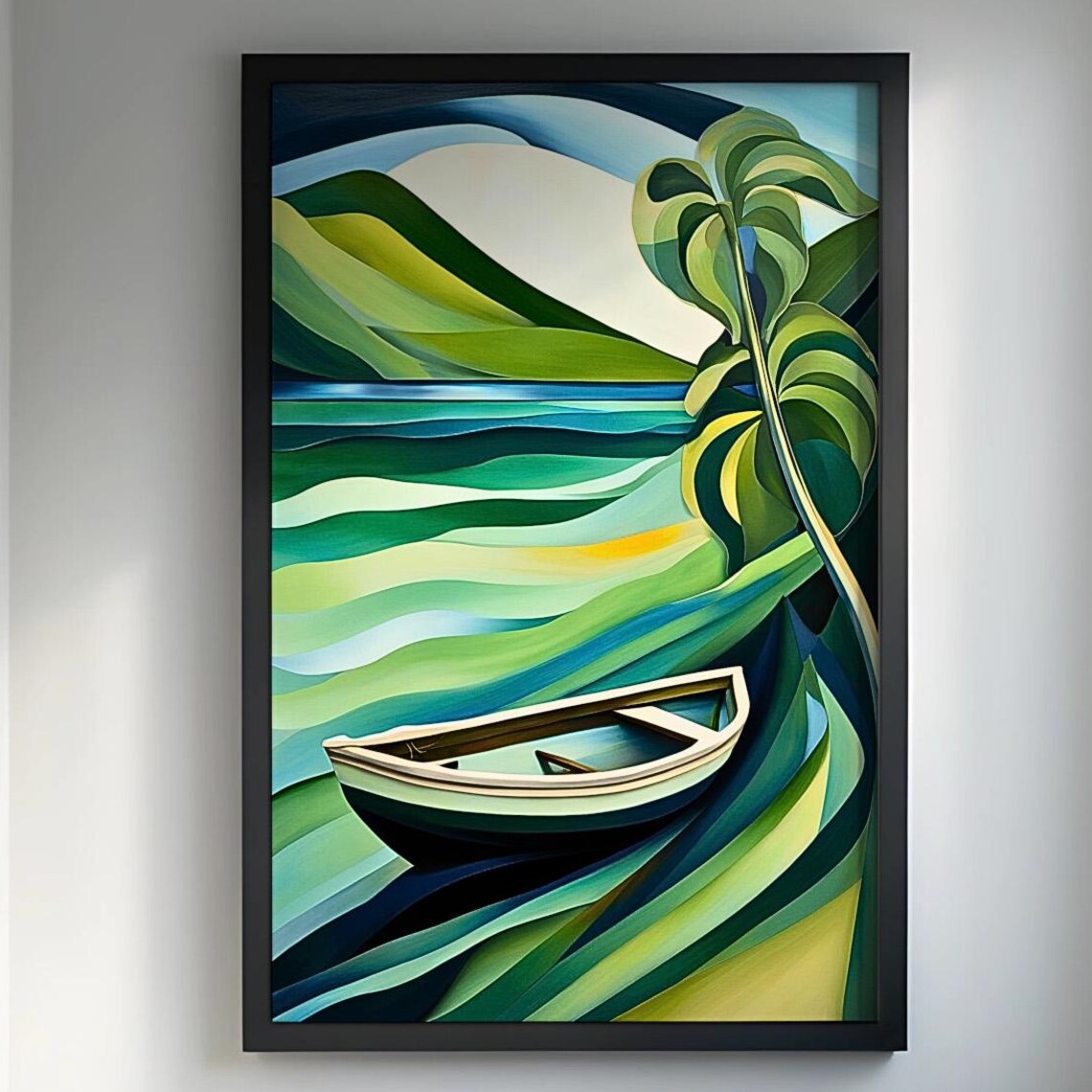 Tropical Boat Abstract Coastal Landscape Art Print