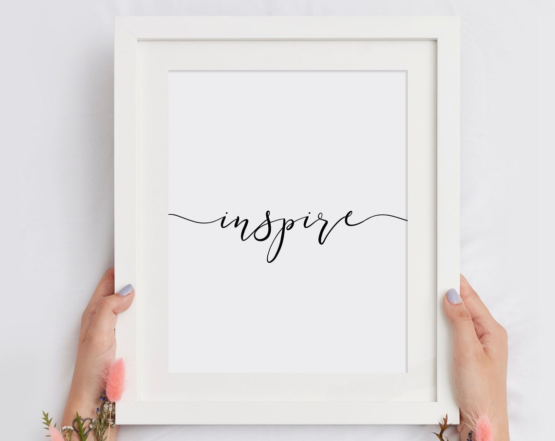 Inspire Single Word Minimalist Script Motivational Art Poster