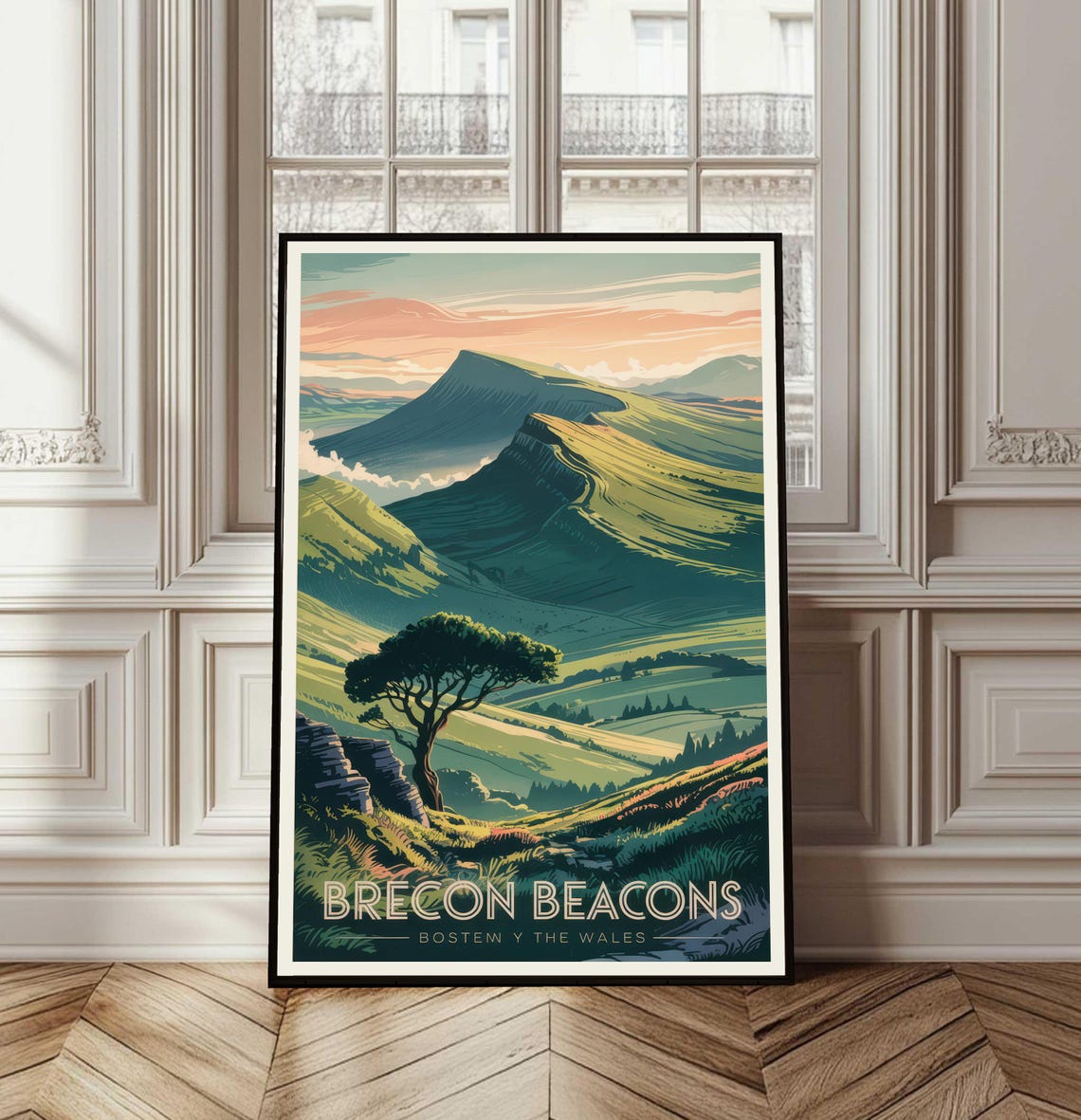 Brecon Beacons Wales Vintage Travel Mountain Landscape Poster