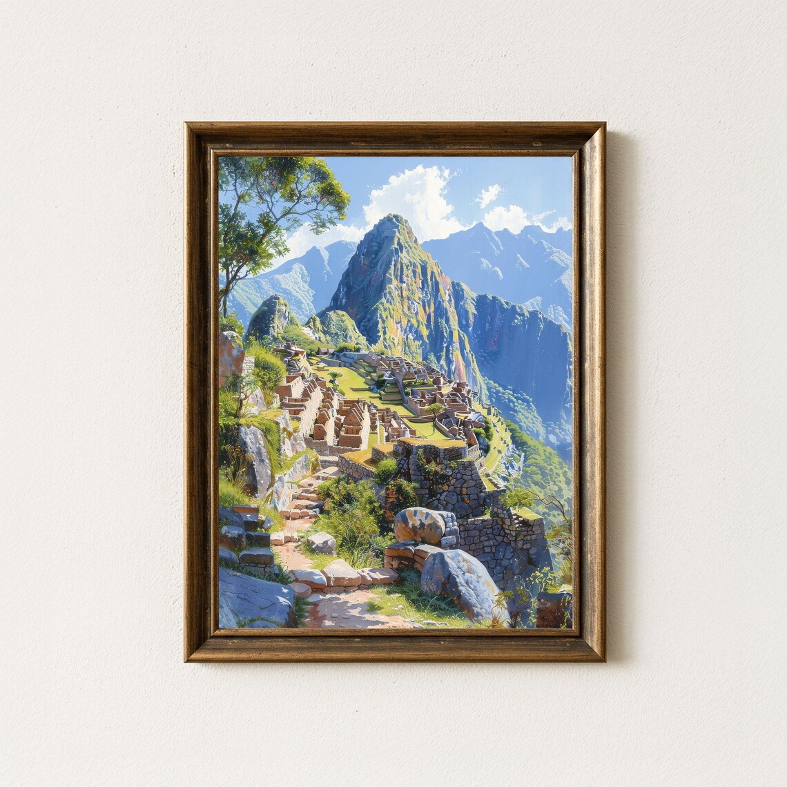 Machu Picchu Watercolor Art Print, Peruvian Landscape