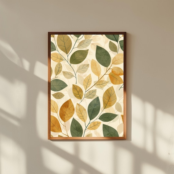 Botanical Wall Art Print Abstract Leaves Modern Nature Decor