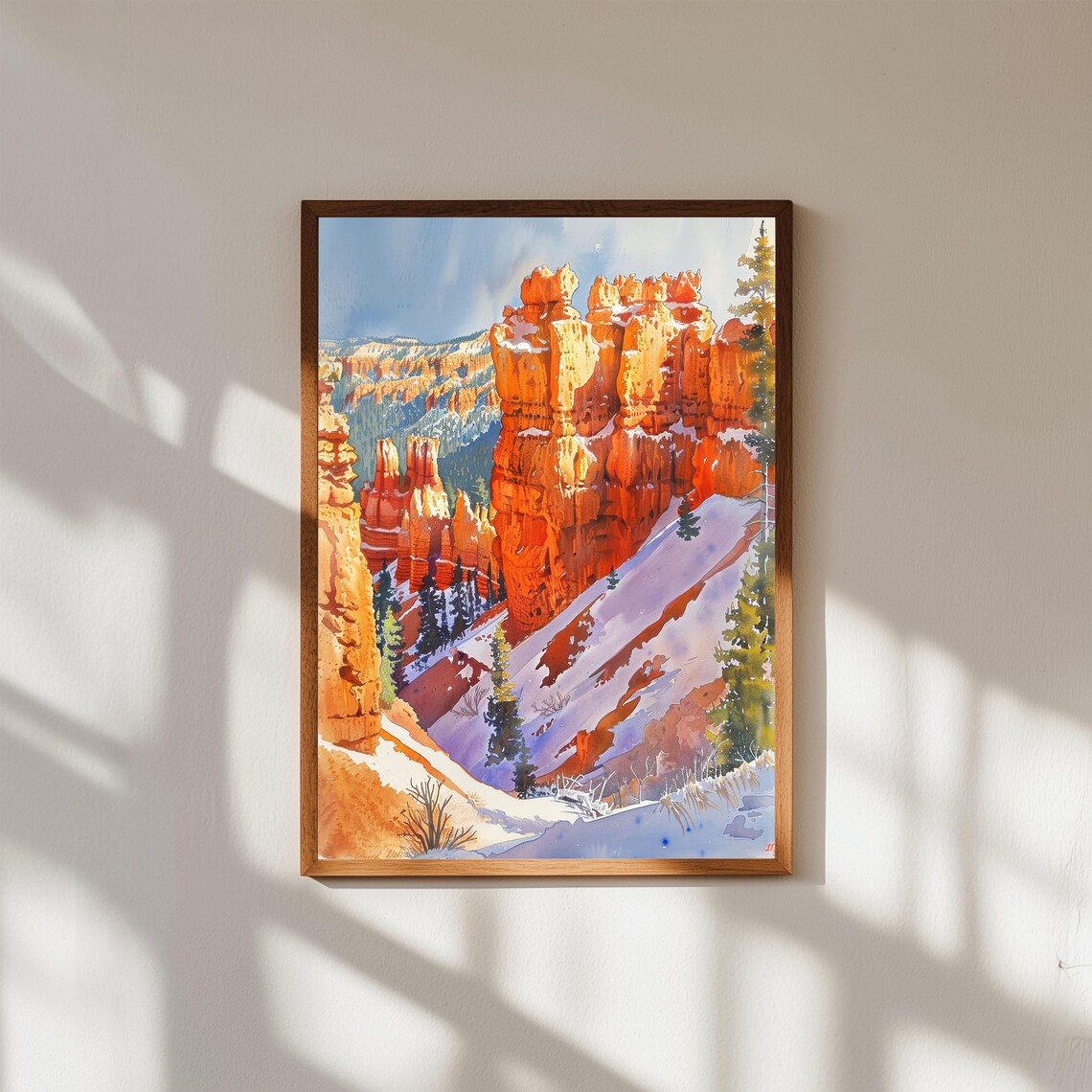 Bryce Canyon Watercolor Art Print, Utah National Park