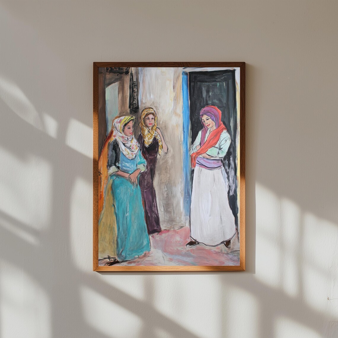 Cubist Three Women Headscarves Picasso Inspired Modern Abstract Poster