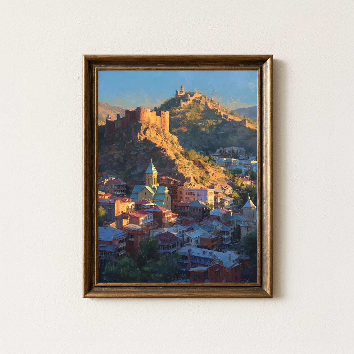 Narikala Fortress Tbilisi Golden Sunset Oil Painting Wall Art