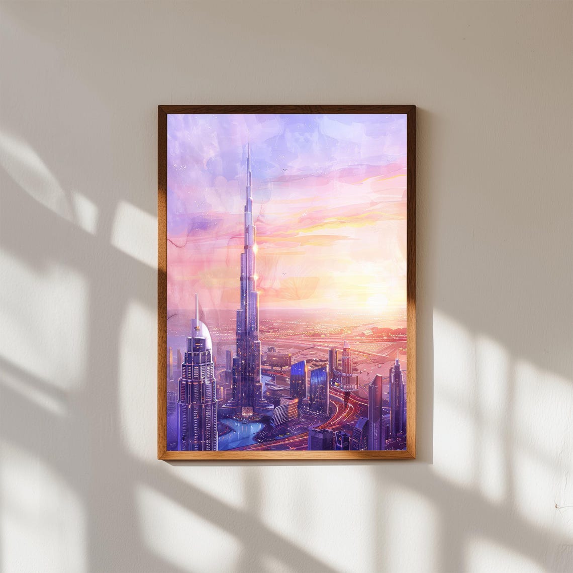 Burj Khalifa Watercolor Print Dubai Sunset Cityscape Art