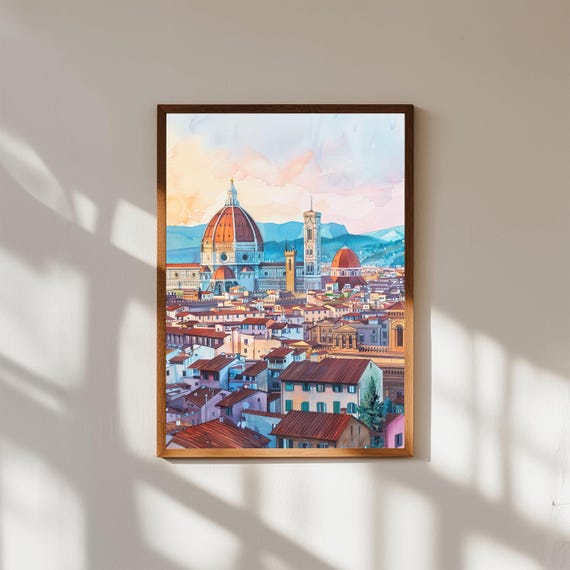 Florence Duomo Watercolor Print Italy Cityscape Art