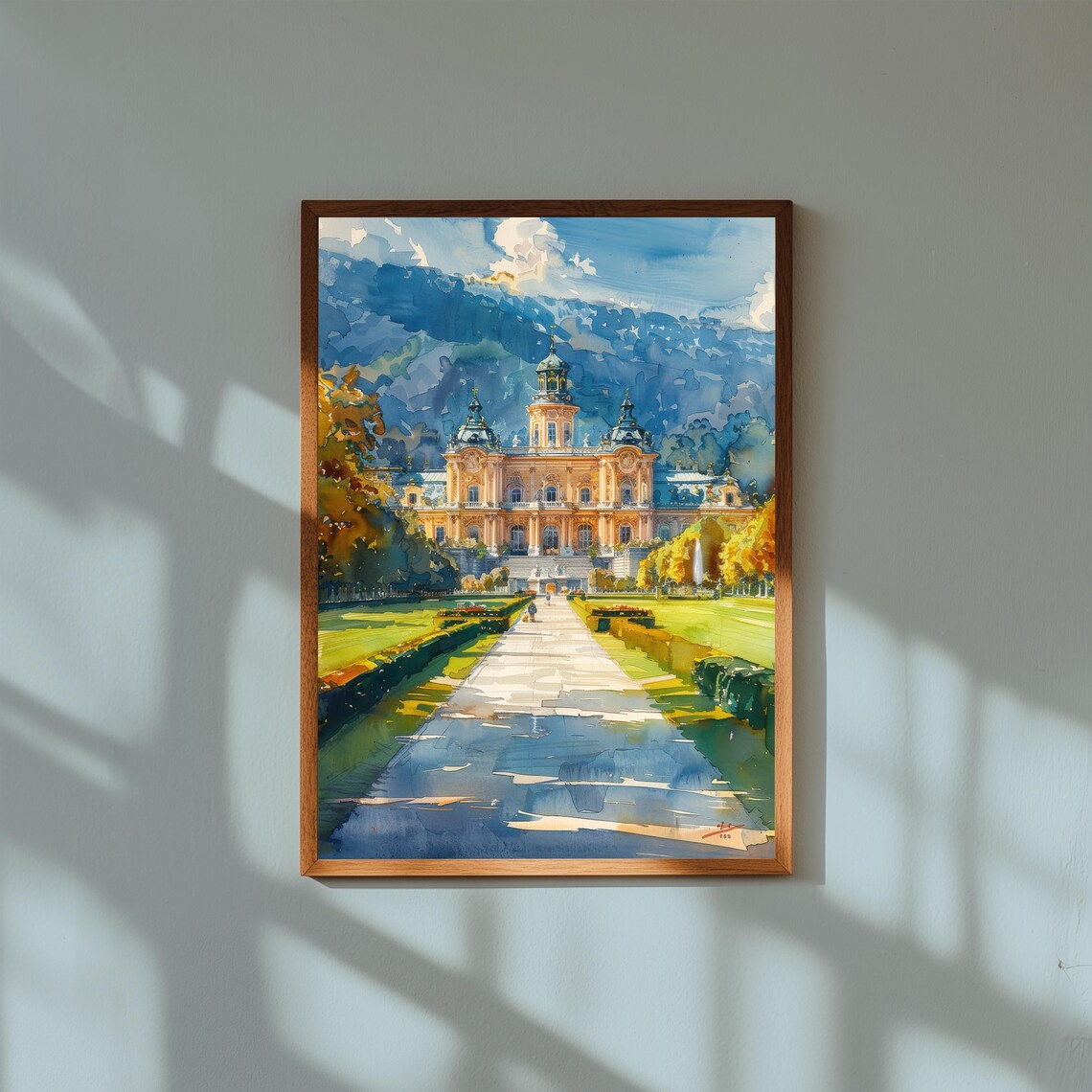 Schonbrunn Palace Vienna Baroque Castle Gardens Watercolor Poster