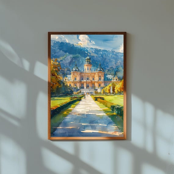 Schnbrunn Palace Watercolor Print Austrian Baroque Castle Art