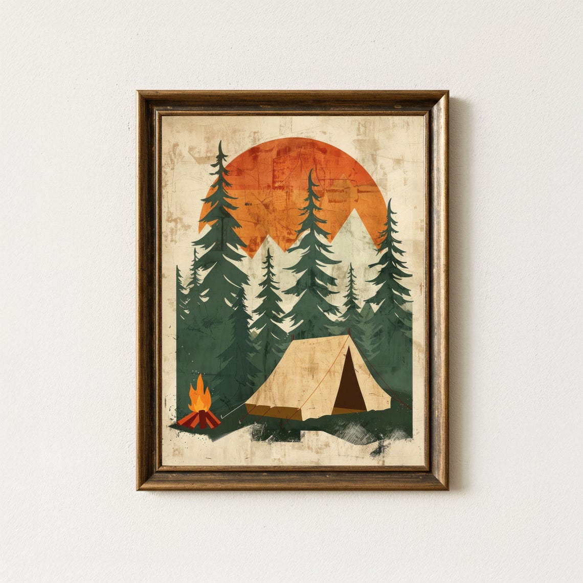 Retro Camping Tent Print Vintage Outdoor Adventure Wall Art