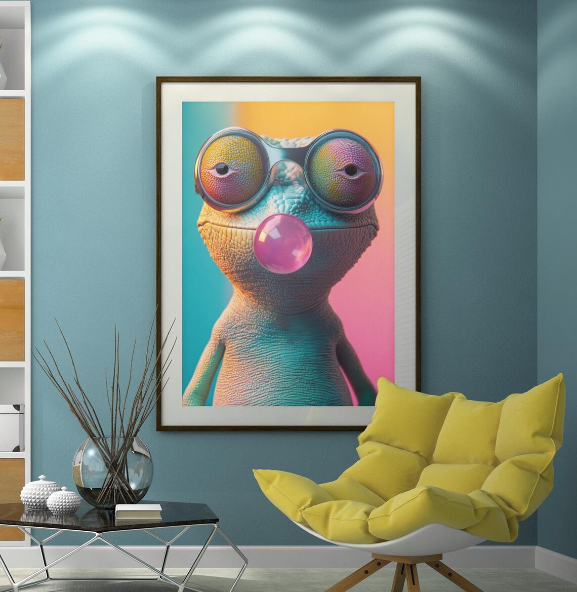 Colorful Chameleon, Funky Lizard Pop Art Print