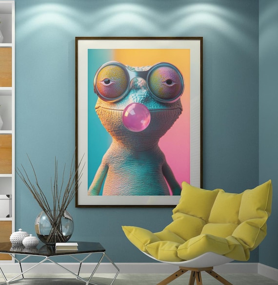 Colorful Chameleon, Funky Lizard Pop Art Print
