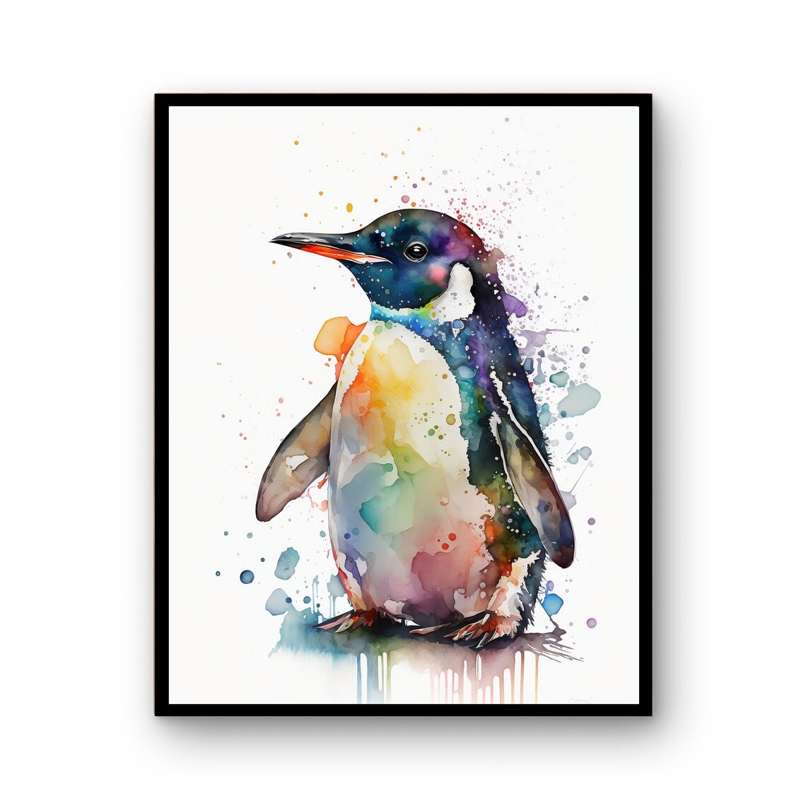 Baby Penguin Watercolor Art Print, Nursery Wall Art
