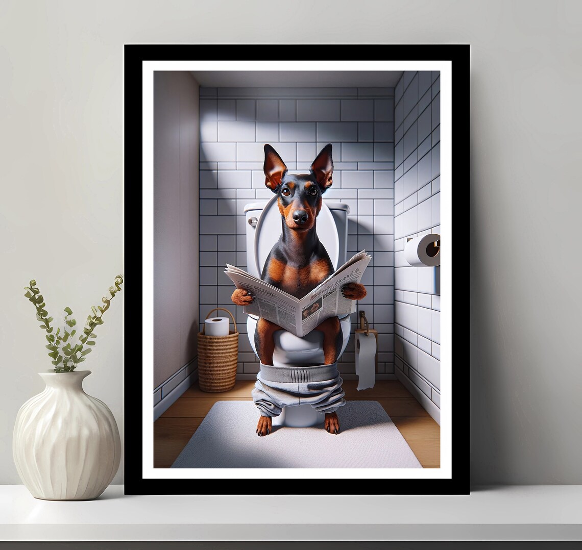 Manchester Terrier Funny Bathroom Art Print