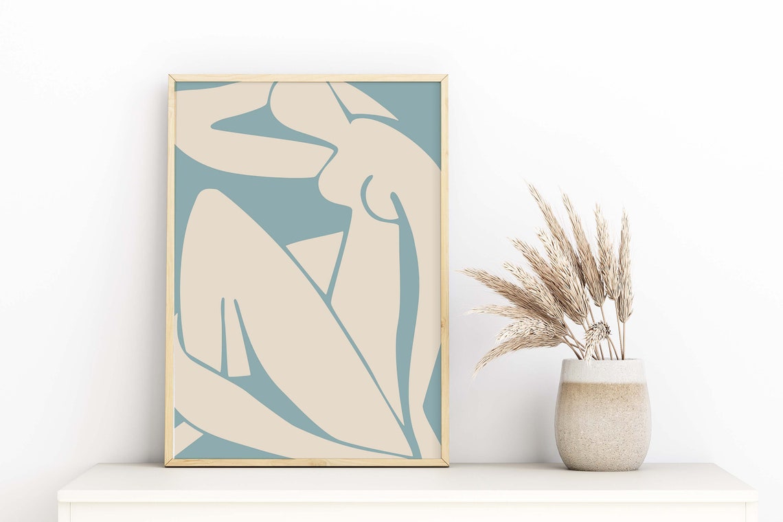 Matisse Inspired Art Modern Blue Cut Outs Matisse Inspired Prints Henri Matisse A5 A4 A3 A2 Gallery Wall Home Decor Cut Outs - Image 2