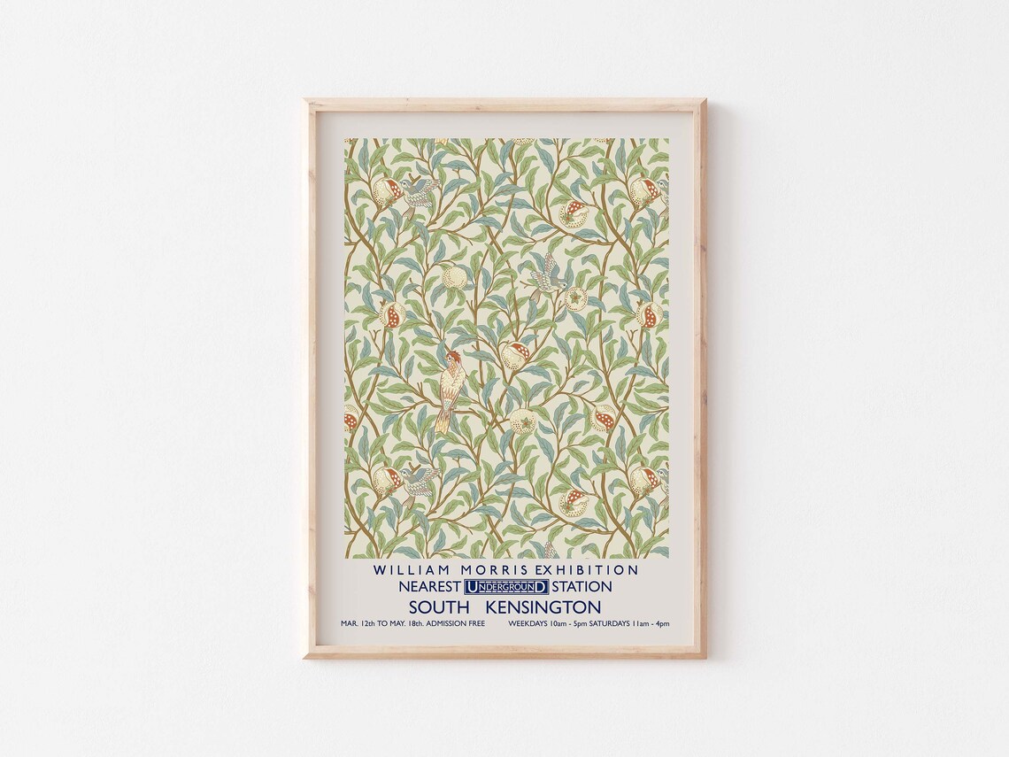 William Morris Exhibition South Kensington Bird Floral Poster - Image 3