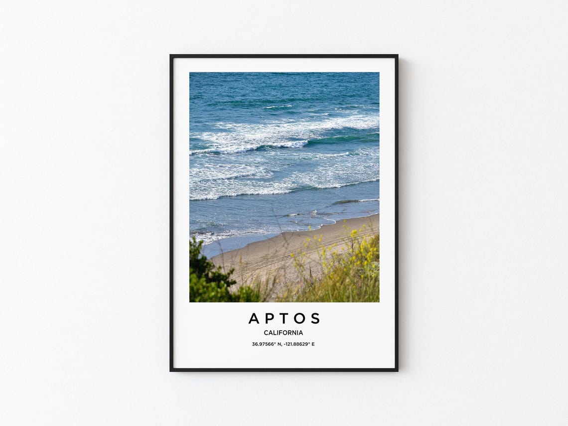 Aptos California Beach Waves Rolling Over Wildflowers Poster