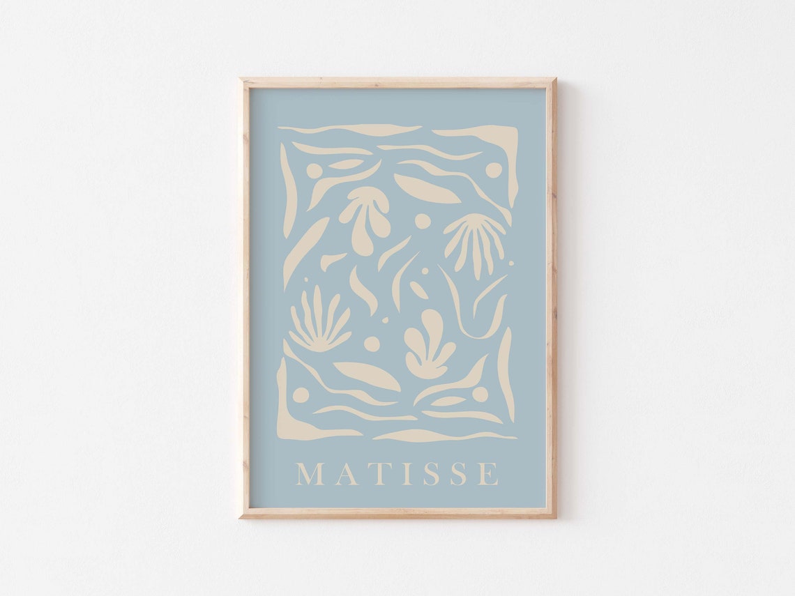 Matisse Inspired Art Pretty Blue Cut Outs Matisse Inspired Prints Henri Matisse A5 A4 A3 A2 Gallery Wall Home Decor Cut Outs - Image 3