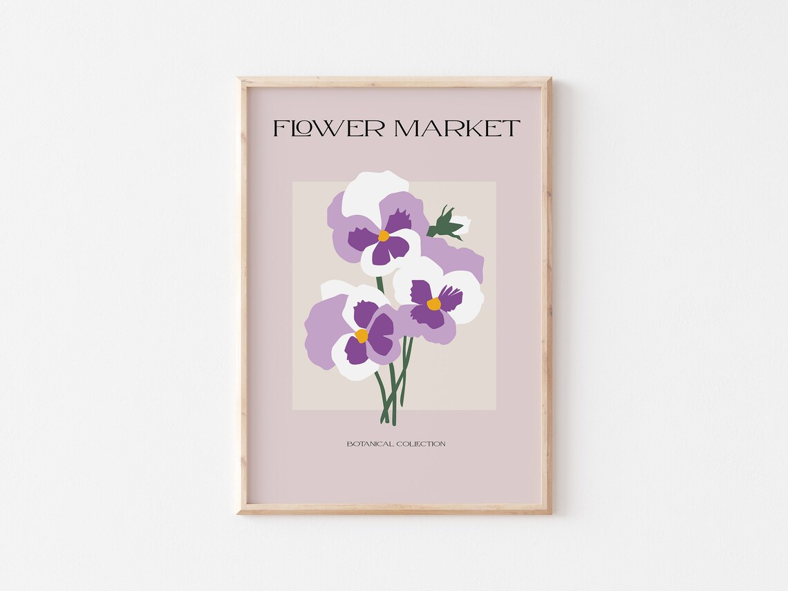 Flower Market Purple Pansies Botanical Collection Art Poster - Image 3
