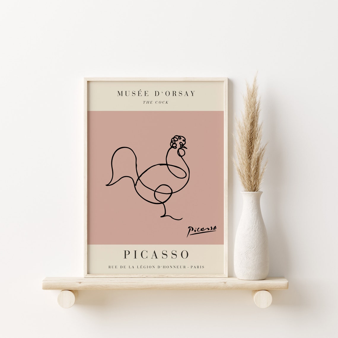 Pablo Picasso The Cock Minimalist Single Line Drawing Art Print