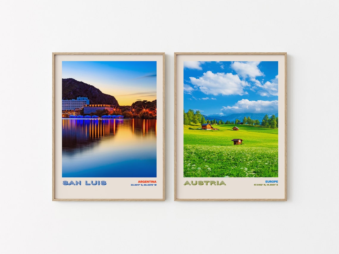 San Luis Argentina Night Lakeside City Lights Reflections Poster - Image 2