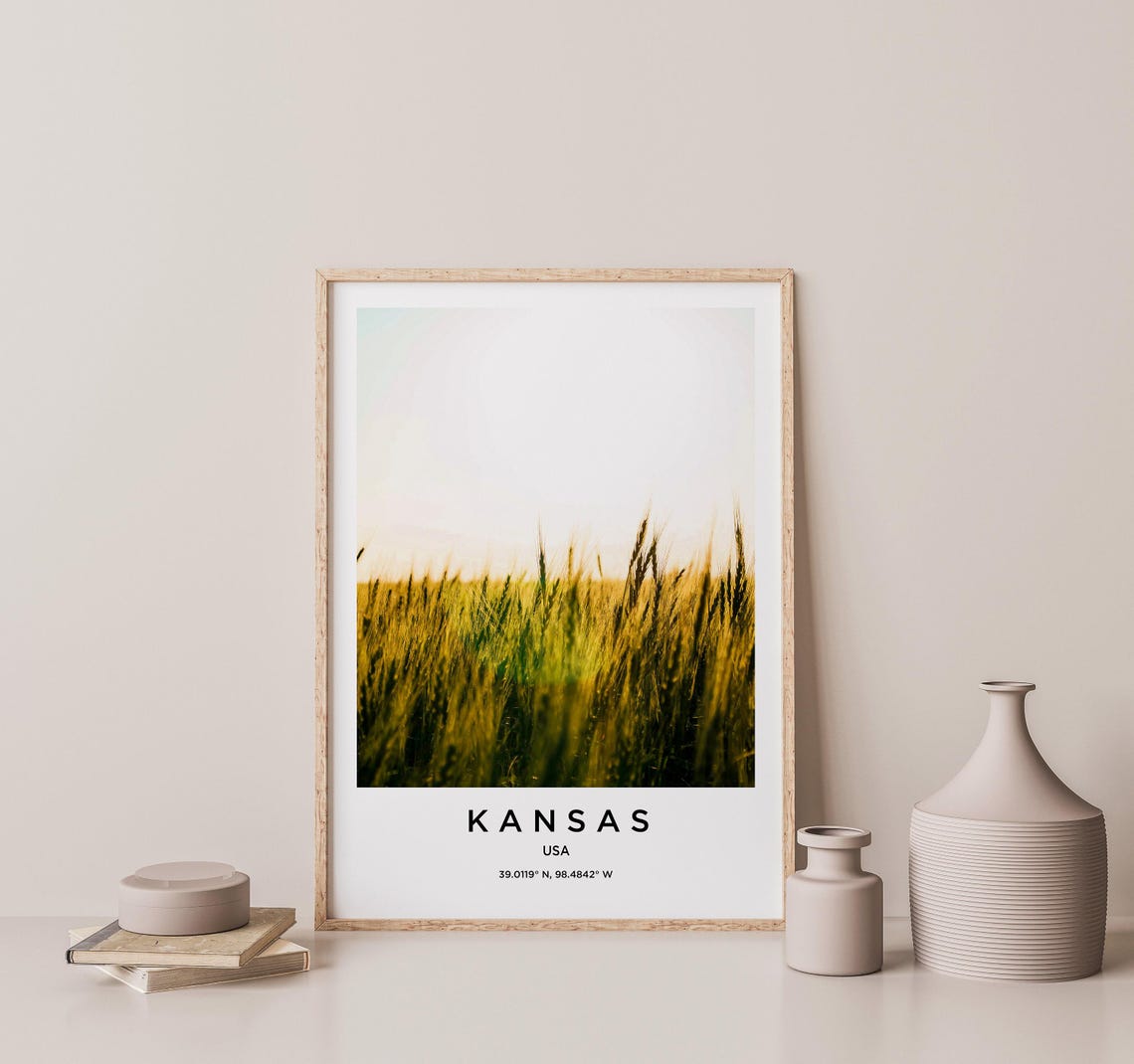 Kansas Golden Wheat Field Warm Sunlight Nature Photography Poster - Image 2
