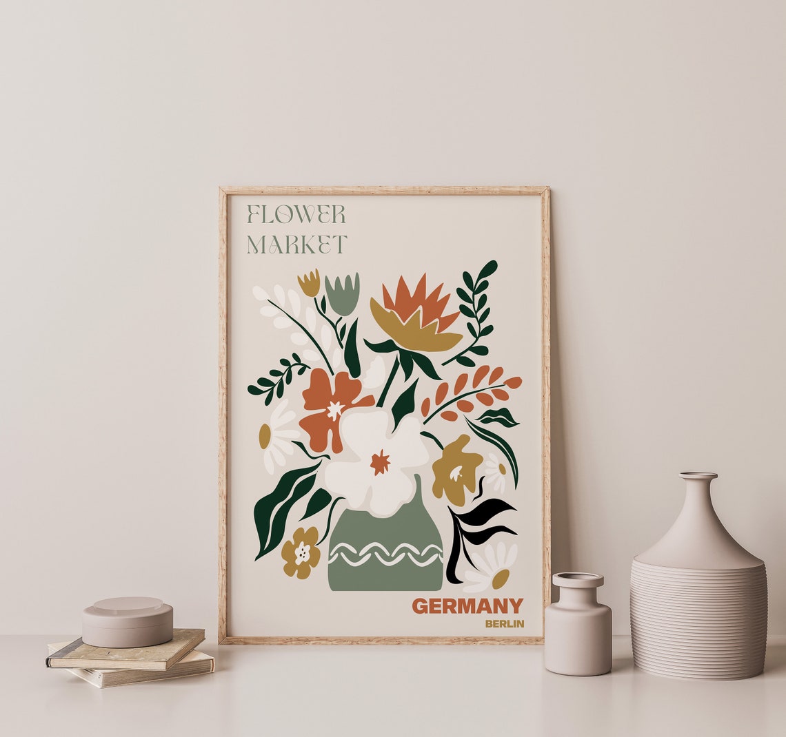 Germany Berlin Rustic Boho Bouquet Flower Market Vase Poster - Image 3
