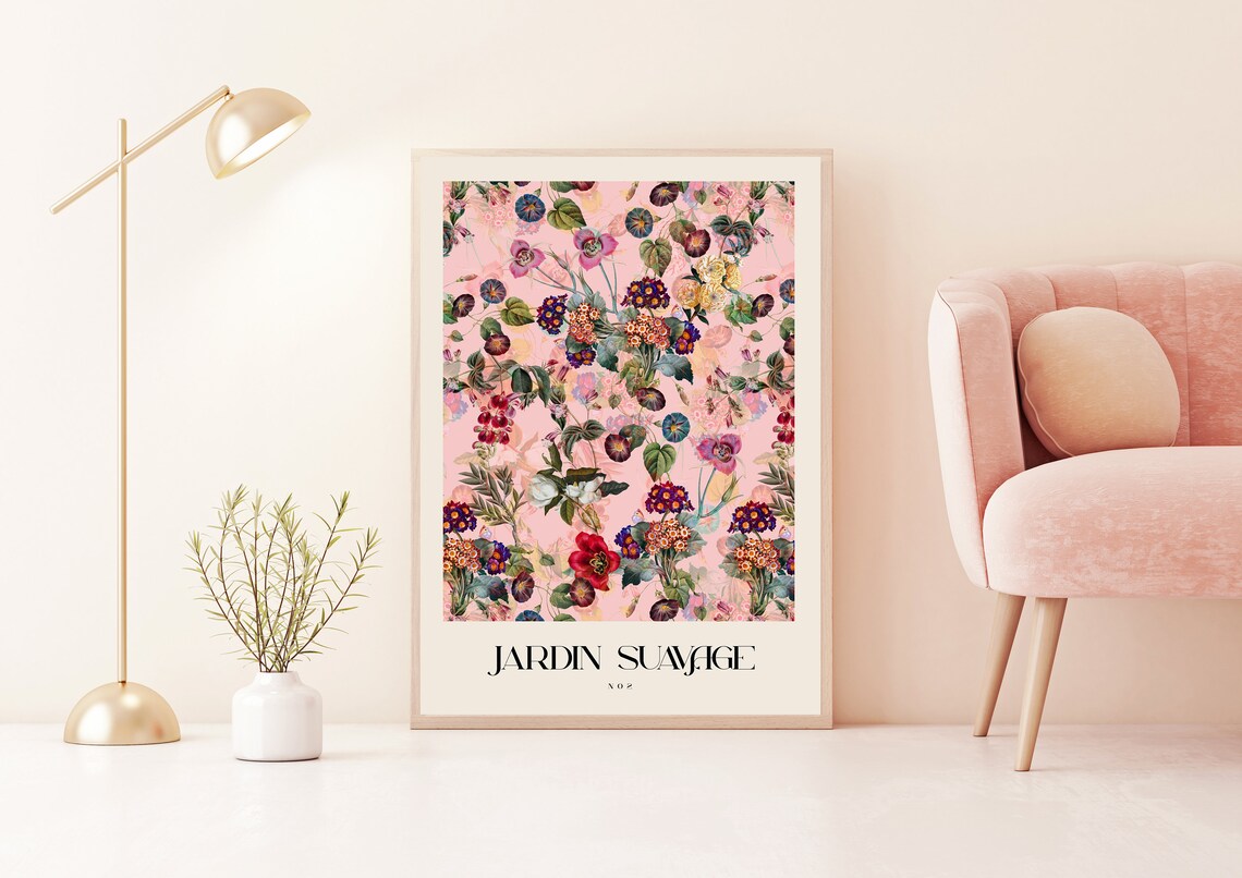 Jardin Sauvage No 2 Vintage Botanical Floral Pink Garden Poster - Image 3