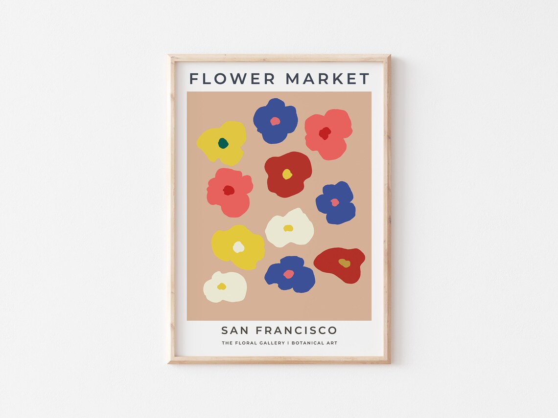 San Francisco Flower Market Tan Botanical Art Poster For Kitchen Wall Decor - Image 3