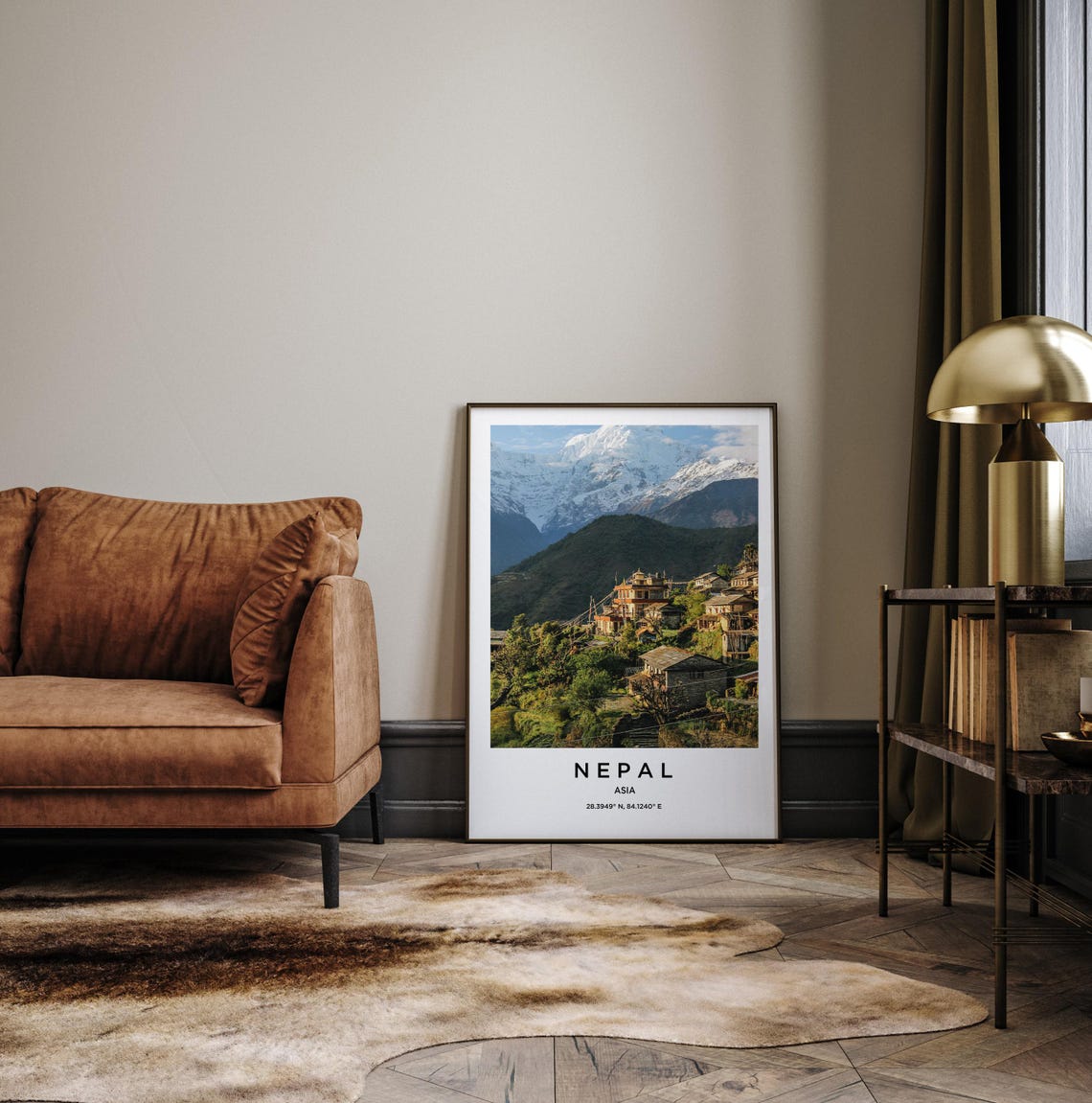 Nepal Asia Himalayan Village Beneath Snow Capped Peaks Poster - Image 3