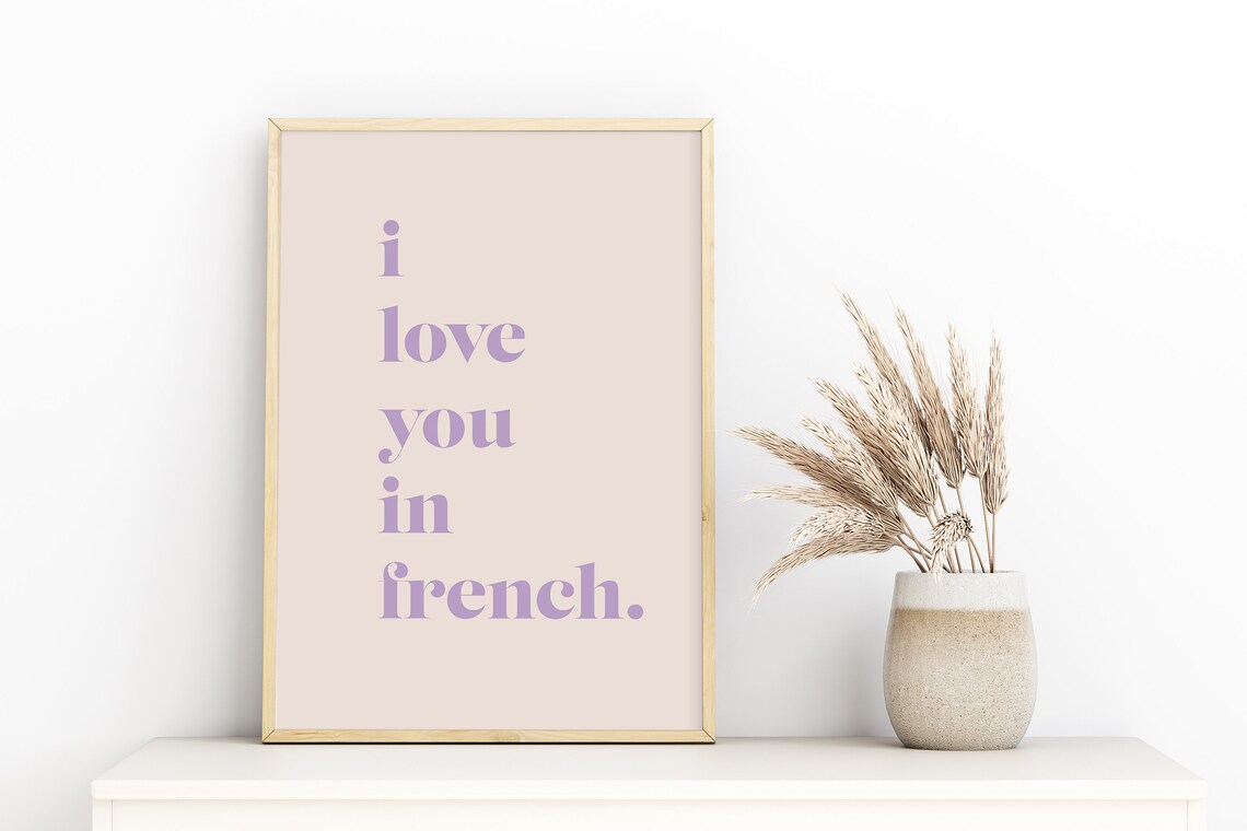 I Love You in French Blush Serif Typography Romantic Quote Print - Image 2