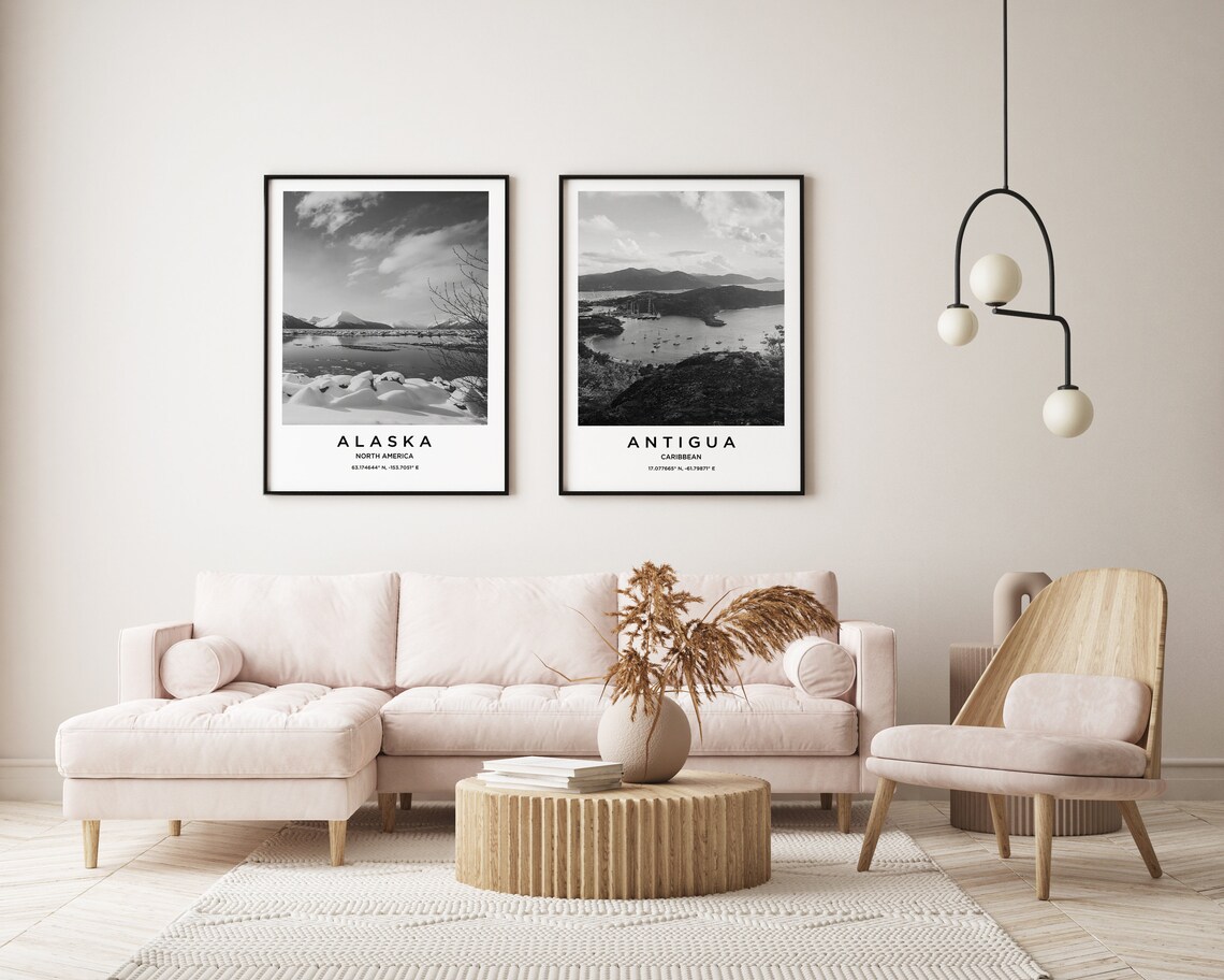 Antigua Caribbean Sailboat Harbor Black and White Photo Poster - Image 2