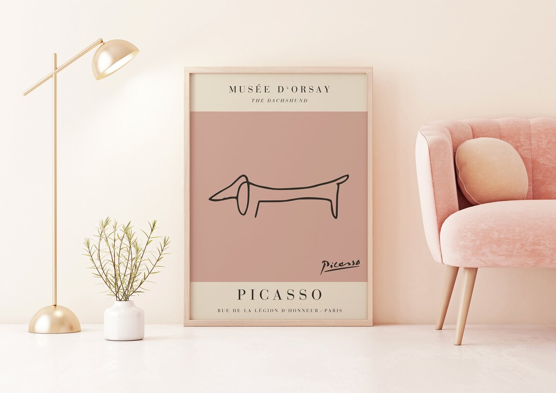 Pablo Picasso The Dachshund Minimalist Single Line Dog Print