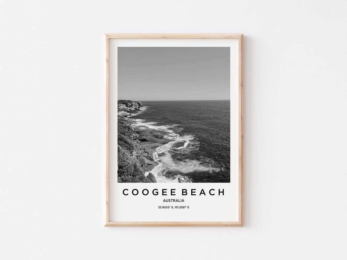 Coogee Beach Travel Poster Coogee Beach Print Coogee Beach Photo Print Black And White Photography Monochrome Travel Photography - Image 3