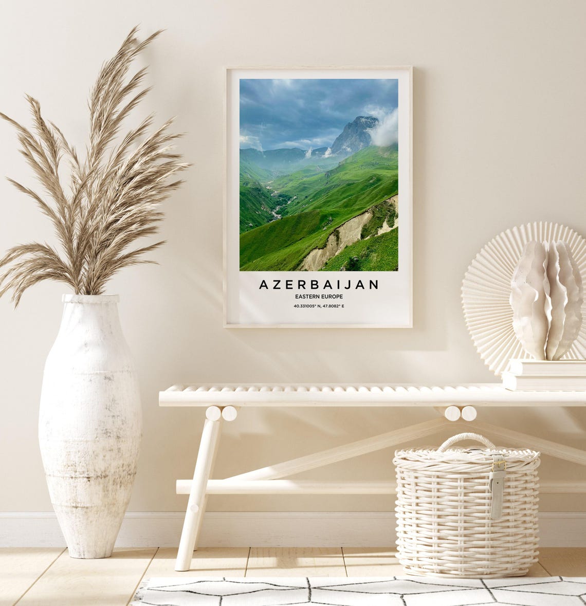 Azerbaijan Lush Green Mountain Valley Minimalist Travel Poster - Image 3