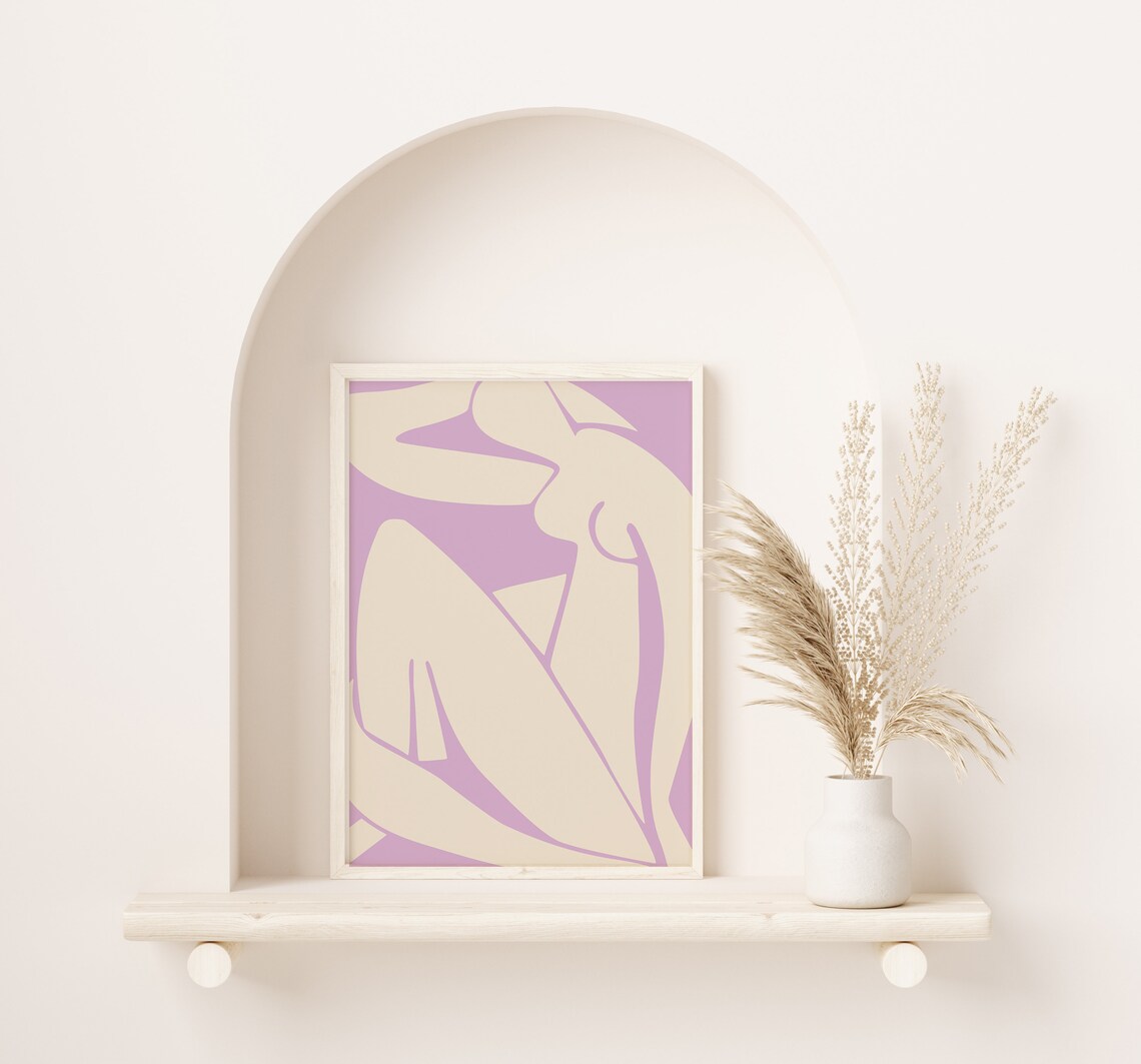 Lilac Abstract Seated Figure Cut Out Matisse Inspired Art Poster - Image 2