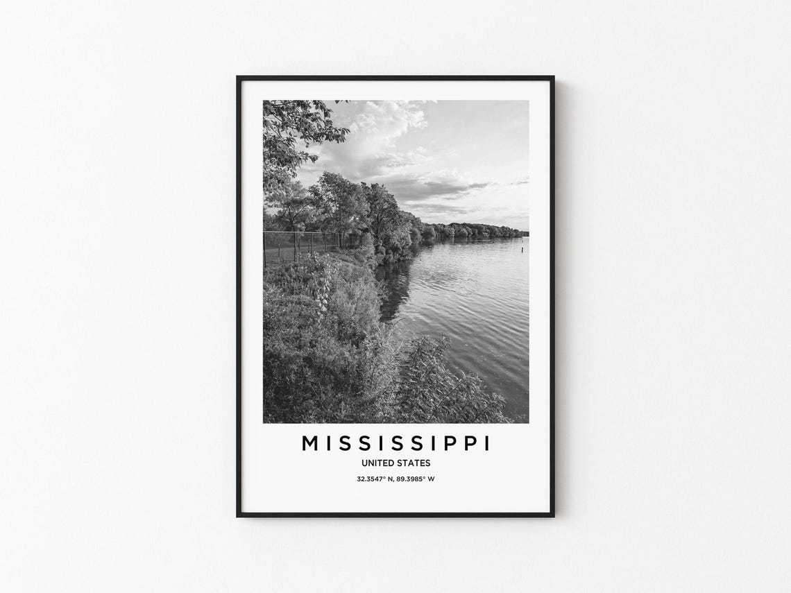Mississippi Art Print, Mississippi Map