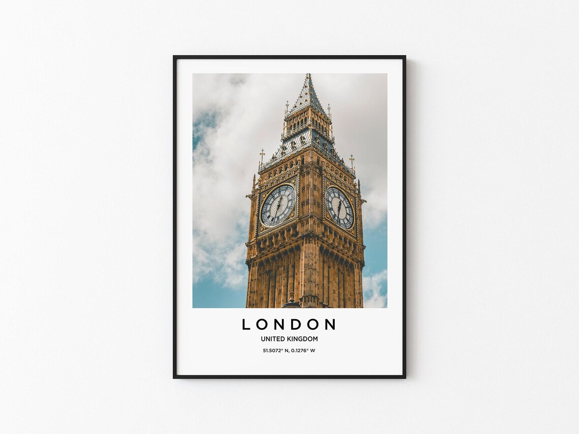 London England Big Ben Clock Tower United Kingdom Travel Poster