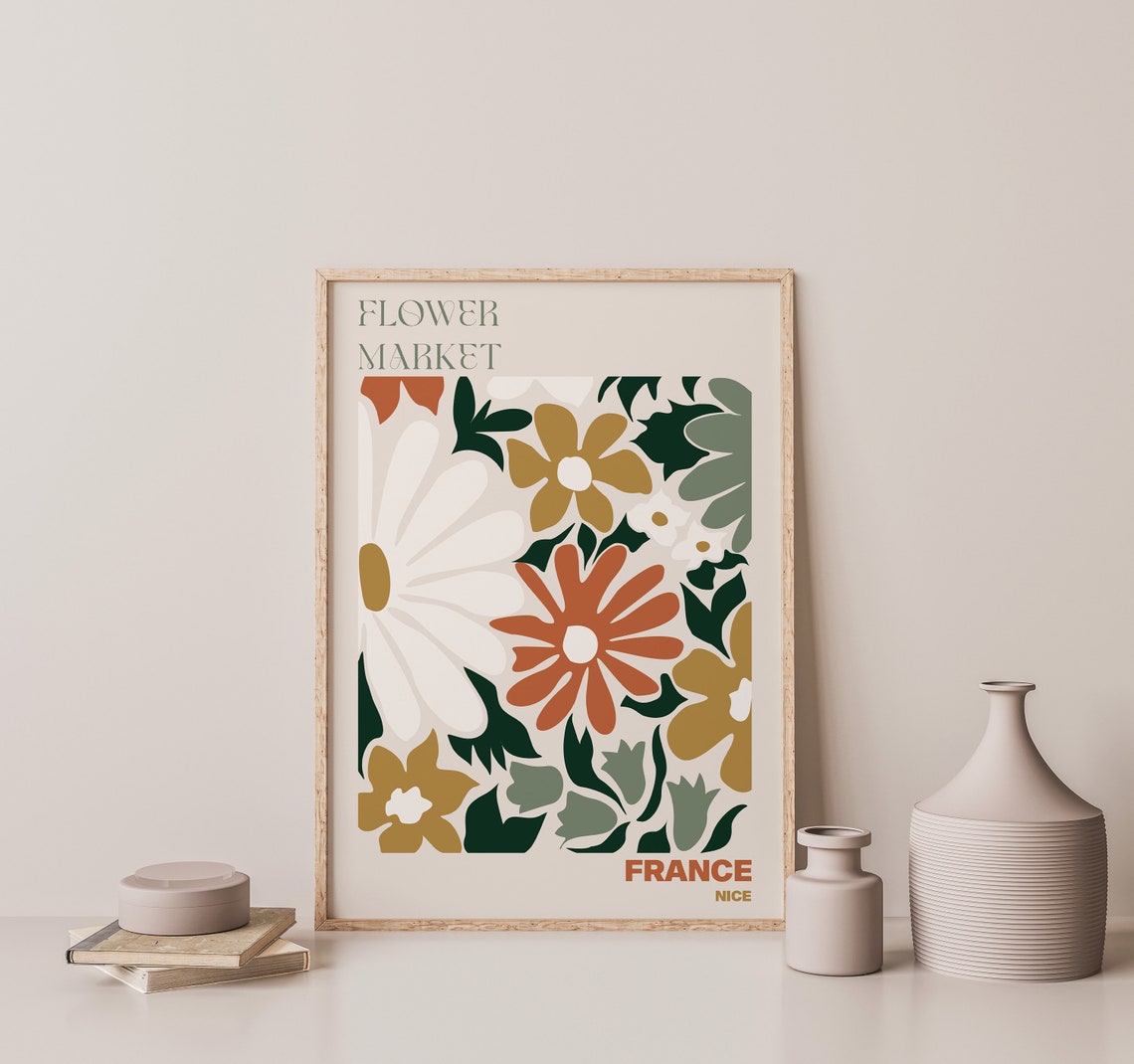 France Nice Flower Market Retro Daisy Terracotta Floral Art Poster - Image 3