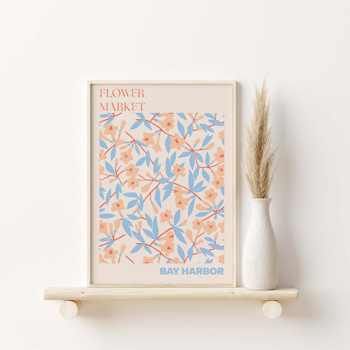 Bay Harbor Peach Blossom Periwinkle Vine Flower Market Poster - Image 2