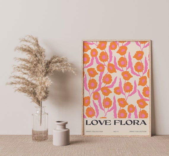 Pink Orange Flower Market Art Print Matisse Flower Poster Matisse Cut Out Matisse Print Matisse Plant Flower A2 A3 A4 A5 Gallery Wall