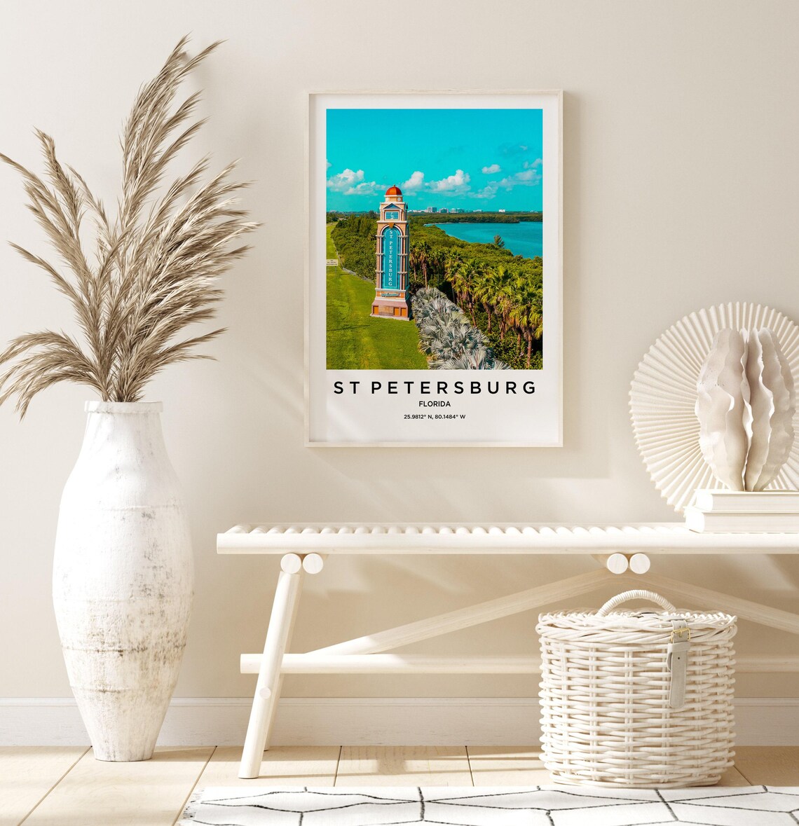 St Petersburg Florida Tower Welcome Sign Palms Bay Travel Poster - Image 3