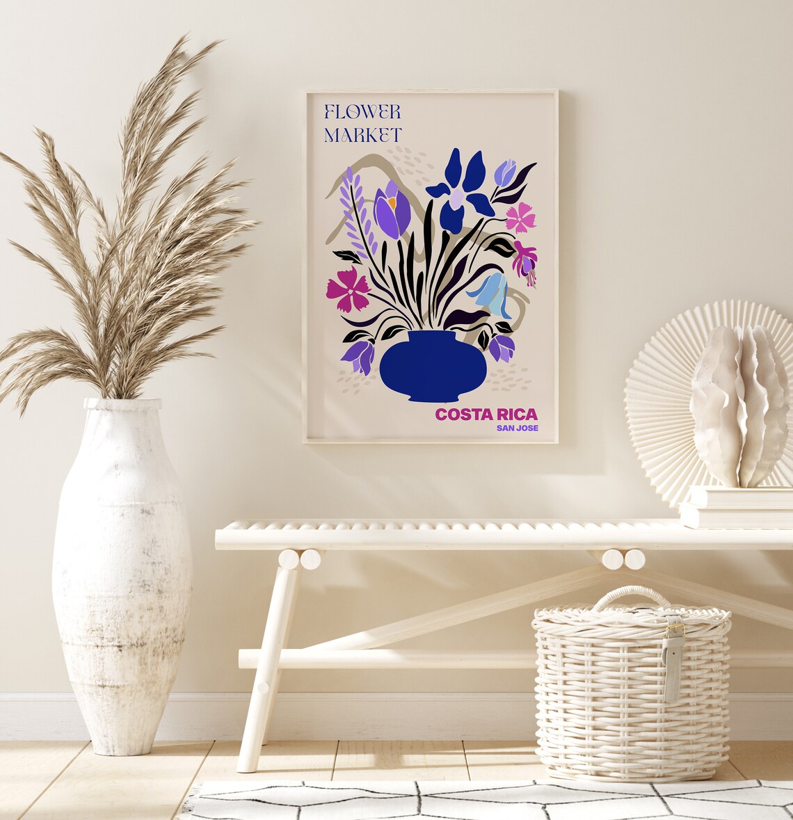 Costa Rica San Jose Flower Market Blue Vase Wildflower Poster - Image 2