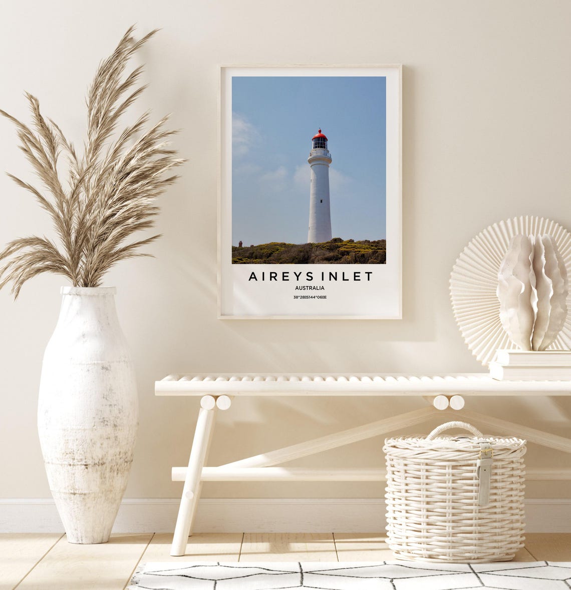 Aireys Inlet Australia White Lighthouse Red Top Coastal Photo Poster - Image 3