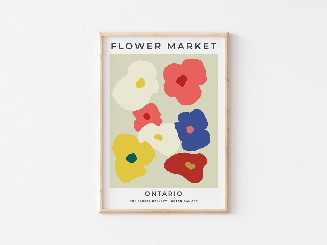 Flower Market Ontario Sage Green Poppy Flowers Botanical Art Poster - Image 3