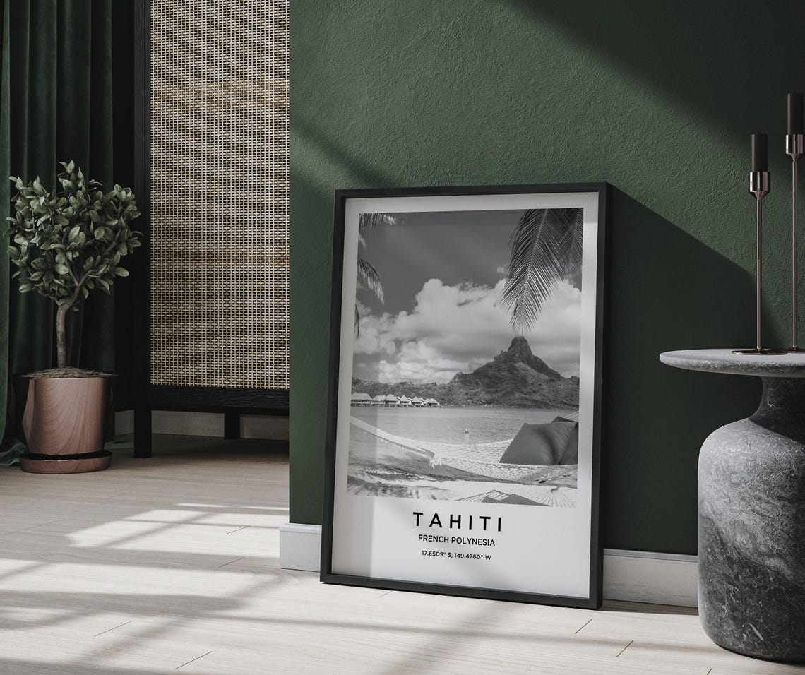Tahiti Art Tahiti Print Tahiti Poster Tahiti Art Tahiti Photo Tahiti Map Tahiti Painting Tahiti Travel - Image 2