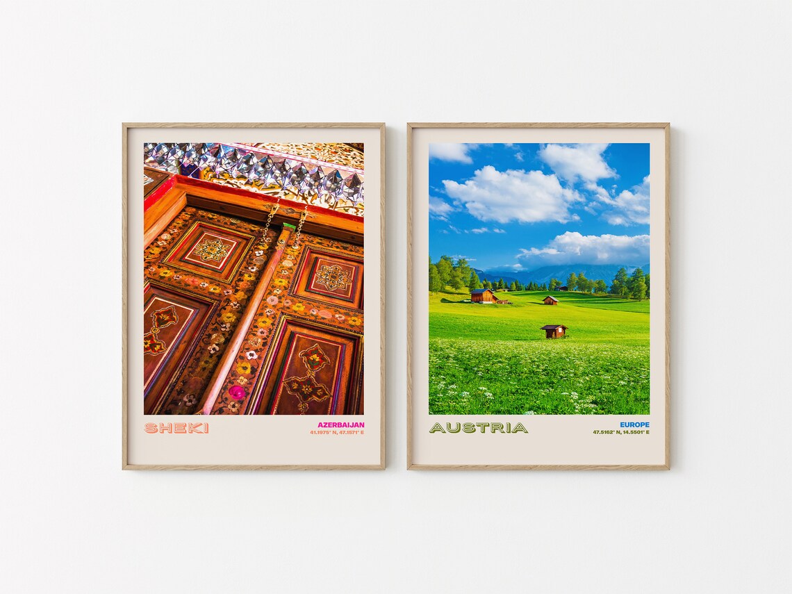 Sheki Azerbaijan Ornate Wooden Door Colorful Carvings Poster - Image 2