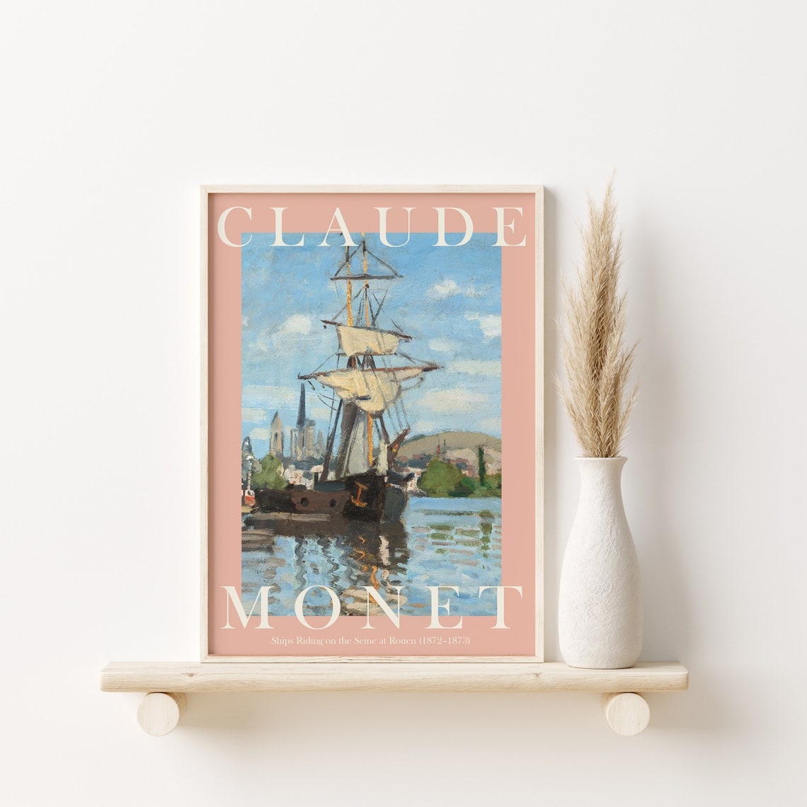 Claude Monet Ships Riding on the Seine at Rouen 1872 Harbor Poster - Image 3
