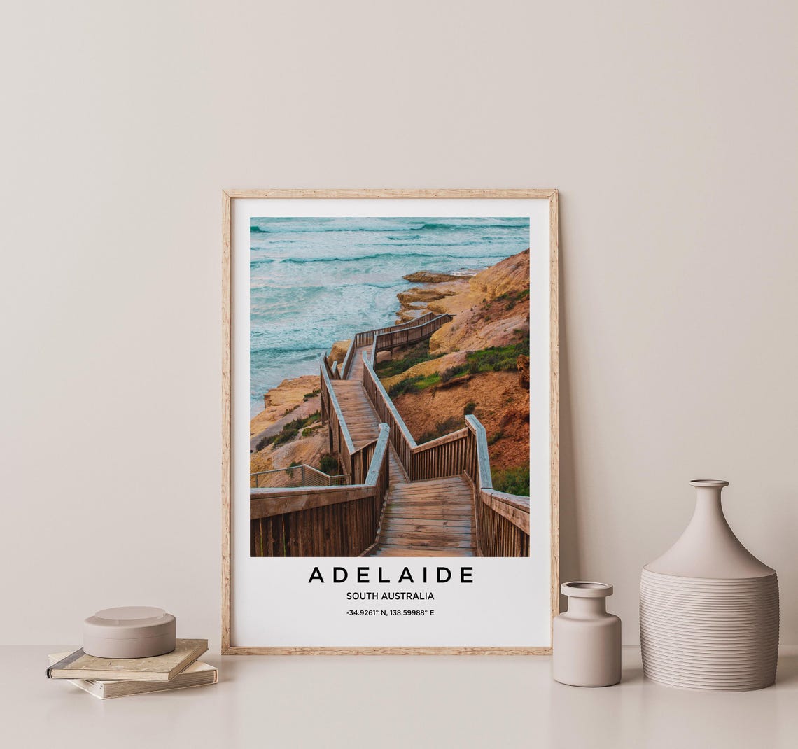 Adelaide South Australia Coastal Boardwalk Cliffs Travel Poster - Image 2